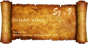 Szinkó Vince névjegykártya